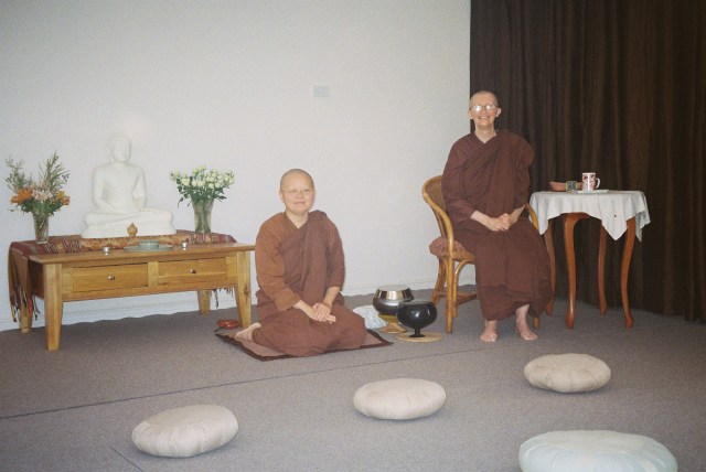Ajahn Vayama and Venerable Seri at the Sala of Patacara Bhikkhuni Hermitage April 2011