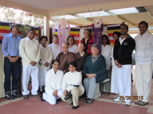 Ayya Vayama Bhikkhuni, Ayya Seri Bhikkhuni and the participants on Saturday, 25th of May 2013, the Vesak Meditation Retreat at Patacara Bhikkhuni Hermitage.