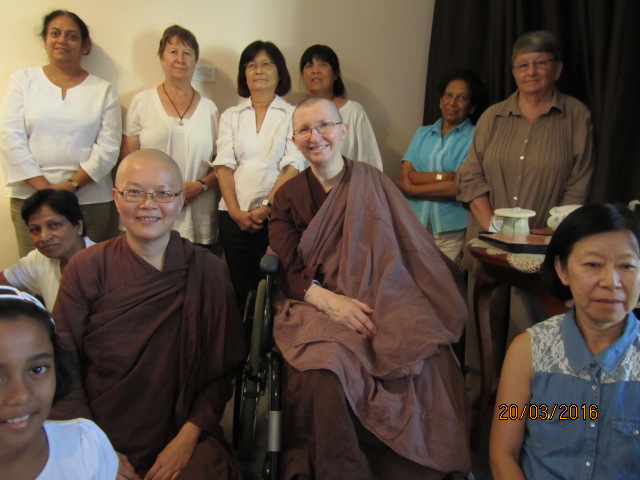 Ayya Vayama Bhikkhuni and Ayya Seri Bhikkhuni at the Sala of Patacara Bhikkhuni Hermitage after the Meditation Day on 19th March 2016. Photo by Ming