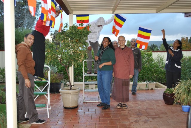 Ayya Seri Bhikkhuni and the V Team at Patacara Bhikkhuni Hermitage on 15th May 2016. Photo by Manora.