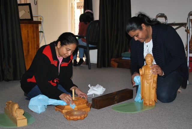 The volunteers inside the Sala of Patacara Bhikkhuni Hermitage on 22nd October 2016. Photo by Havindra.